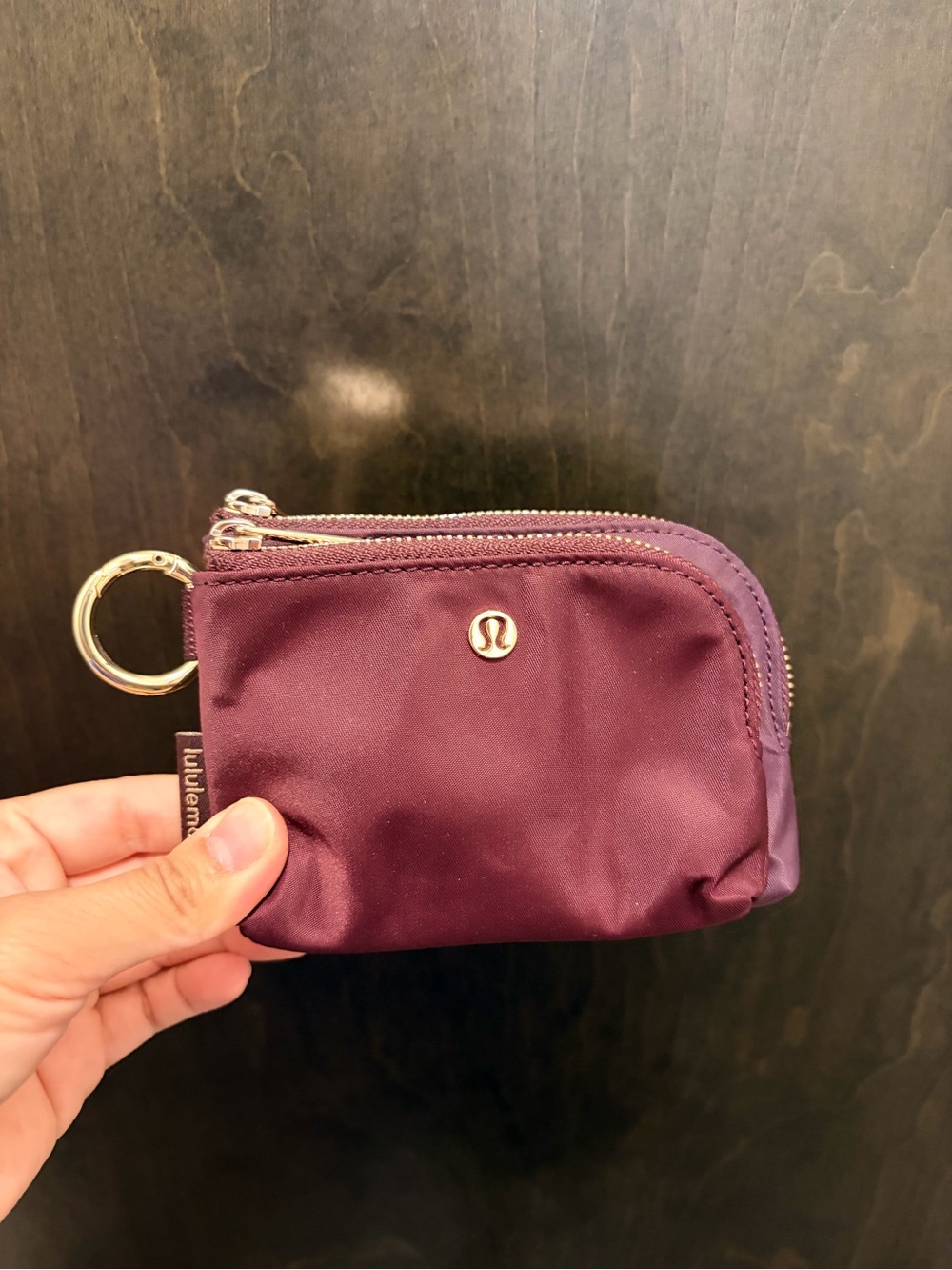 lululemon athletica Plum Zip Key Pouch with Gold Ring